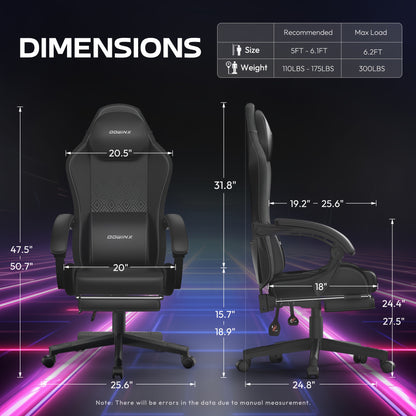 Gamingstoel – Bureaustoel – Gamestoel – Zwarte Stoel – Wit – Hoog Rugstuk Met Voetensteun – Kunstleer Met Metalen Frame – 360° Draaibaar – Verstelbare Zithoogte