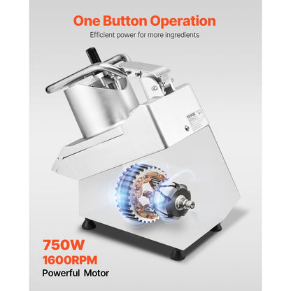 Keukenmachine – Foodprocessor – Keukenrobot – Keukenmixer – Hakmolen – 750W Motor – 6 Roestvrijstalen Messen