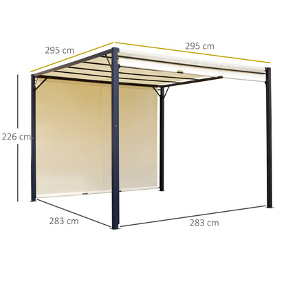 Pergola – Prieel – Tuinkapschuur – Tuinoverkapping – Uitschuifbare Pergola – Crème Kleurig Doek – 3x3 Meter – Metaal Met Epoxy Coating