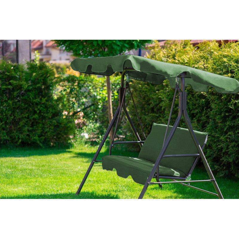 Tuinschommel – Schommelbank – Tuinbank – Schommelstoel – Buitenbank – 3-Persoons – Gepoedercoat Stalen Frame – Verstelbare Zonnekap
