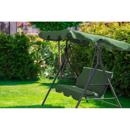 Tuinschommel – Schommelbank – Tuinbank – Schommelstoel – Buitenbank – 3-Persoons – Gepoedercoat Stalen Frame – Verstelbare Zonnekap