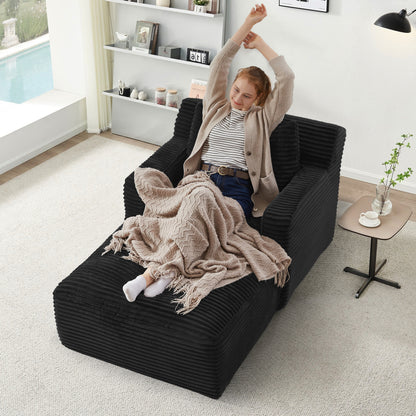 Bankbed – Slaapbank – Chaise Longue – Sofa Bed – Logeerbed – Corduroy Bekleding – Verstelbare Rugleuning – Direct Gebruiksklaar
