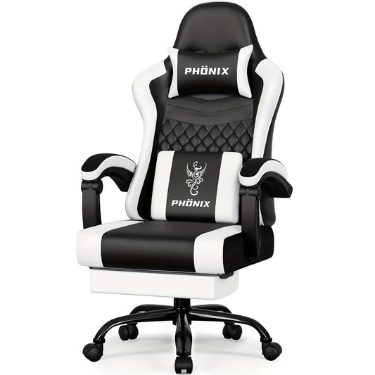 Authmic Gaming Chair - Ergonomic Gaming Chair With Footrest, Headrest, And Lumbar Support | Height Adjustable, Padded, 150 Kg Load Capacity, Rotating PC Chair
