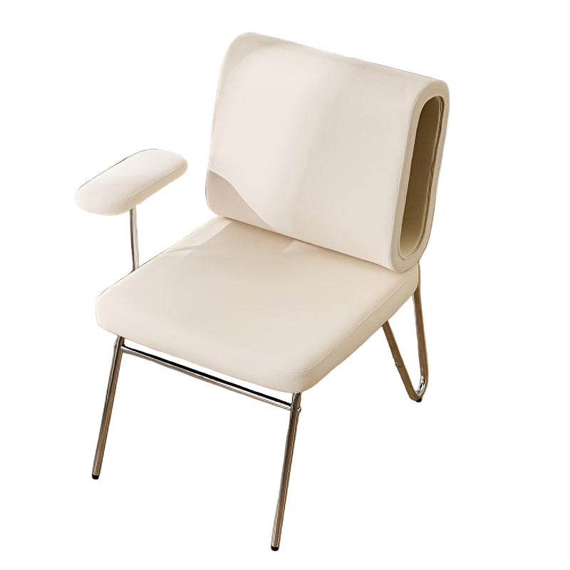 Witte Bureaustoel – Bureaustoel – Werkstoel – Stoel – Eetkamerstoel – Metalen Frame – Comfortabel Katoenen Kussen