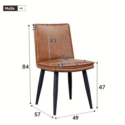 Eetkamerstoel – Stoel – Stoelset – Zitstoel – Cafestoel – Set Van 2 Grijze PU Stoelen – Dubbele Laag Kussen – Metaal Frame