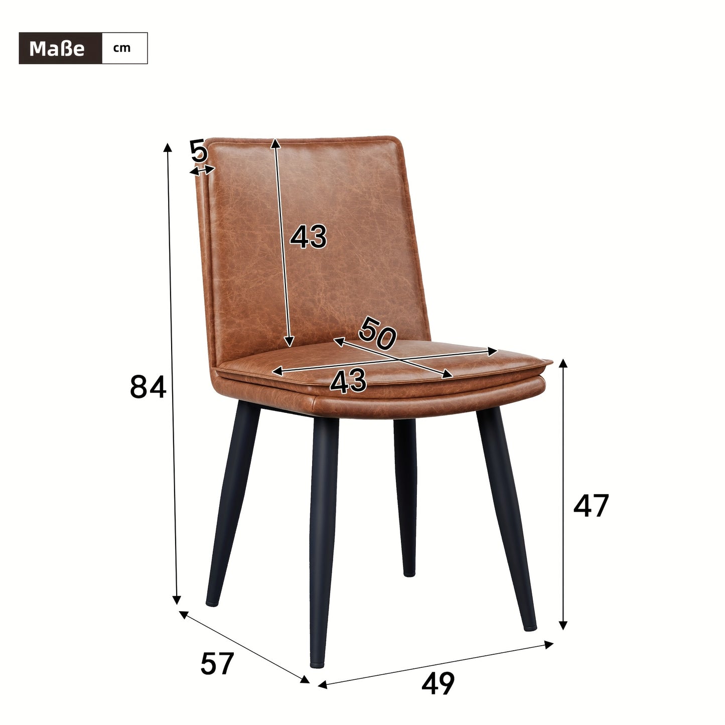 Eetkamerstoel – Stoel – Caféstoel – Leunstoel – Stoelenset – Bruin – Dubbele Laag Bekleding – Stevig Metalen Frame