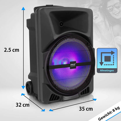 Bluetooth Speaker – Party Speaker – Draagbare Speaker – DJ Speaker – Portable Speaker Met Wieltjes – 800W Vermogen – LED Partyverlichting & FM Radio