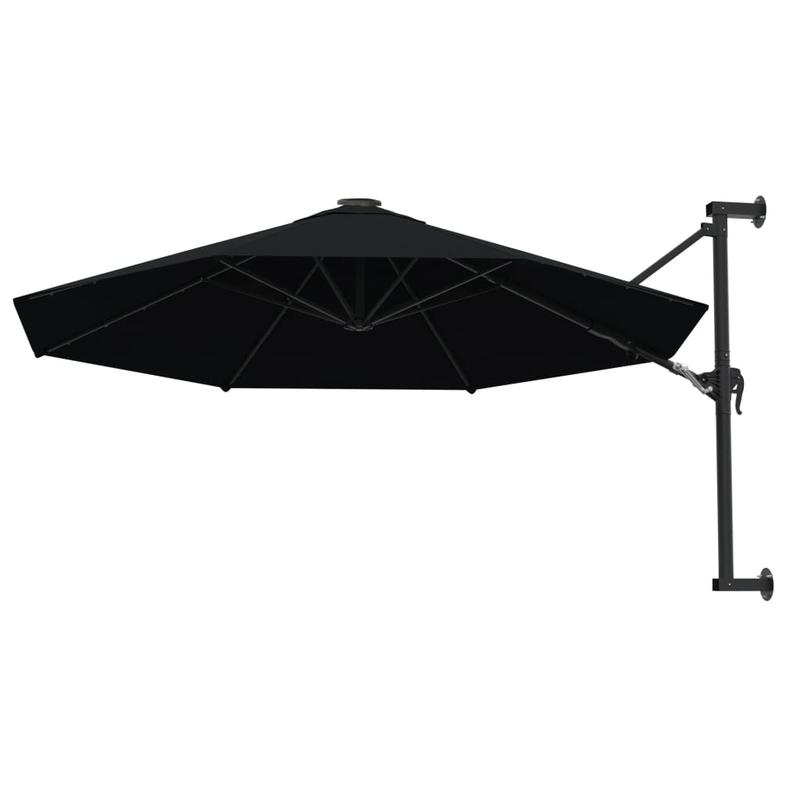 Solid Wall mounting parasol with metal mast 300cm black, Patio Cover, Outdoor Sun Protection, Rectangular Parasol, Classic Design, Durable Fabric, Steel Frame, Wallmounted Umbrella, Outdoor Umbrella, Commercial Outdoor
