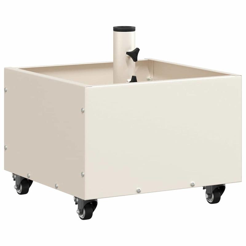 Parasolvoet – Parasolhouder – Parasolstandaard – Parasolbasis – Parasolvoet met Plantenbak – Wit – Staal – 45x45x45 cm – 360° Verstelbaar – Weerbestendig en Stevig