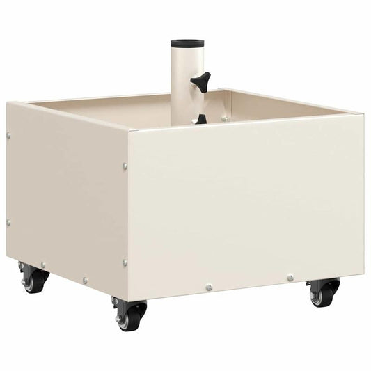 Parasolvoet – Parasolhouder – Parasolstandaard – Parasolbasis – Parasolvoet met Plantenbak – Wit – Staal – 45x45x45 cm – 360° Verstelbaar – Weerbestendig en Stevig