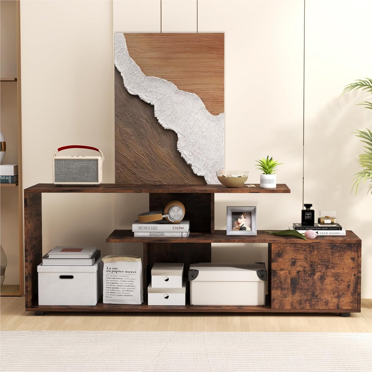 Tv-Kast – Tv-Meubel – Mediameubel – Lowboard – Tv-Stand – Voor Tv’s Tot 55 Inch – Asymmetrisch Design – Stevig Houtmateriaal