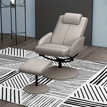 Draaifauteuil – Fauteuil – Relaxstoel – Loungestoel – Zithoekstoel – 360° Draaibaar – Met Voetsteun – Grijs – Compact 78x67x98 cm – Ergonomisch Comfortabele Rugleuning
