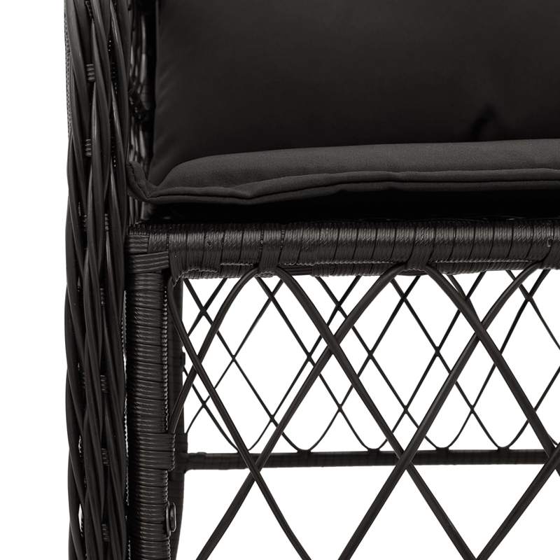Tuinset – 5-delige tuinmeubelset – Loungeset – Buitenmeubelen – Terrasmeubilair – Zwart Poly Rattan – Weerbestendig Materiaal – Inclusief Zachte Kussens
