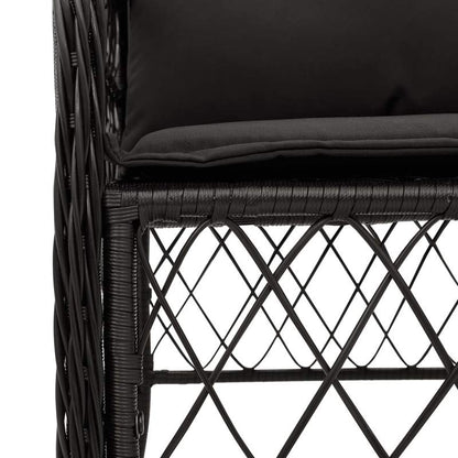 Tuinset – 5-delige tuinmeubelset – Loungeset – Buitenmeubelen – Terrasmeubilair – Zwart Poly Rattan – Weerbestendig Materiaal – Inclusief Zachte Kussens