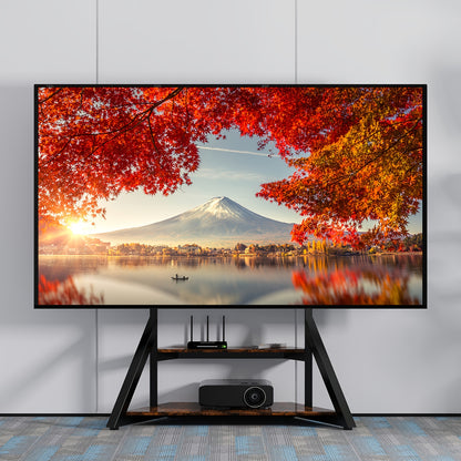 Heavy Duty Floor TV Stand, Universal TV Stand for 65-100 inch TVs up to 99.79 KG, Height Adjustable Standing TV Mount, Tall TV Mount with Storage Shelves, Max VESA 800x600mm for Meeting Room, Living Room