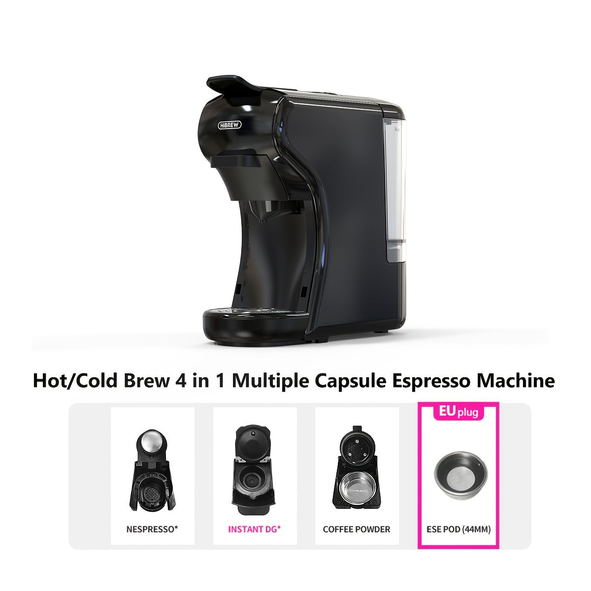 4-in-1 Koffiemachine – Espresso Machine – Capsule Koffiezetter – ESE Pod Machine – Cappuccino Maker – 19 Bar Pomp – Compact Design