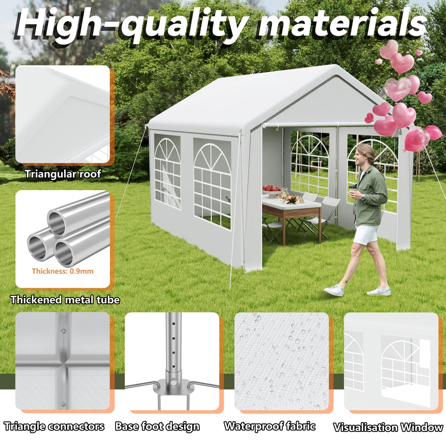 Partytent – Tuinpaviljoen – Feesttent – Vouwtent – Overkapping – 3x6 Meter – Waterdicht PE Doek – UV-bescherming 50+