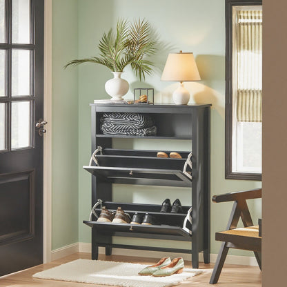 Schoenenkast – Schoenenopberger – Schoenenrek – Schoenenkomdeur – Schoenenmeubel – Compact 80x108x25 cm – Verstelbare Planken & Wandmontage