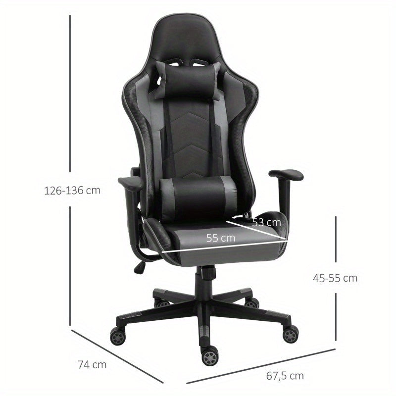 Bureaustoel – Ergonomische Stoel – Gamingstoel – Draaistoel – Office Chair – Verstelbare Hoogte 126-136 cm – Foam Zitting – 67,5x74x126-136 cm