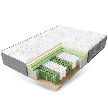Matras – Hybride Matras – Pocketveringmatras – Traagschuimmatras – Tweepersoonsmatras – 25 cm Dik – 7-Zones Ondersteuning – Medium Stevig H3