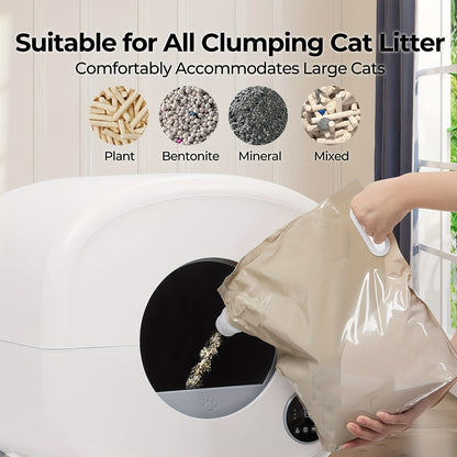Zelfreinigende Kattenbak – Automatische Kattenbak – Grote Kattenbak – Elektrische Kattenbak – Kattenbak met App – Extra Grote Capaciteit – Veiligheidsfunctie – Inclusief 2 Rollen Afvalzakken