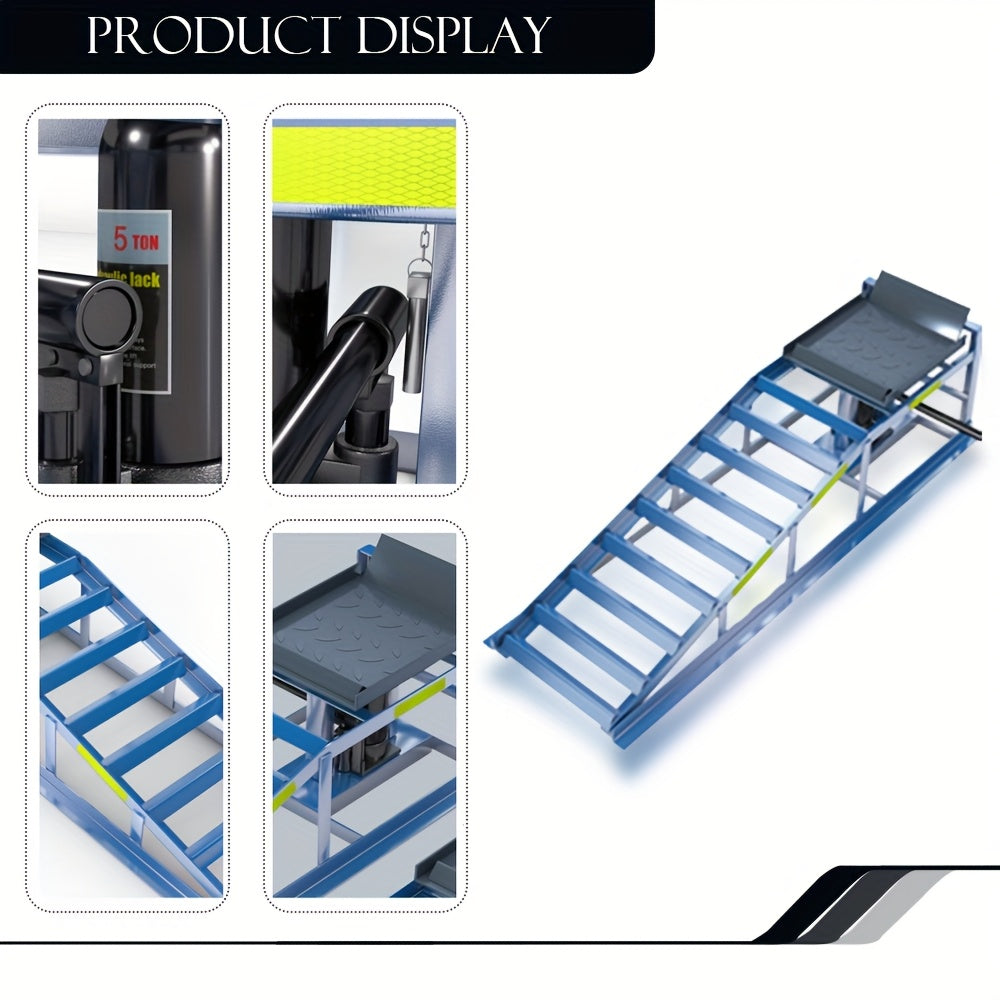 Hydraulische Autobrug – Autohefbrug – Autolift – Wagenlift – Hydraulische Ramps – Verstelbare Hoogte – Reflecterende Strepen – Veiligheidsborgpennen
