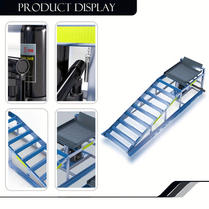 Hydraulische Autobrug – Autohefbrug – Autolift – Wagenlift – Hydraulische Ramps – Verstelbare Hoogte – Reflecterende Strepen – Veiligheidsborgpennen