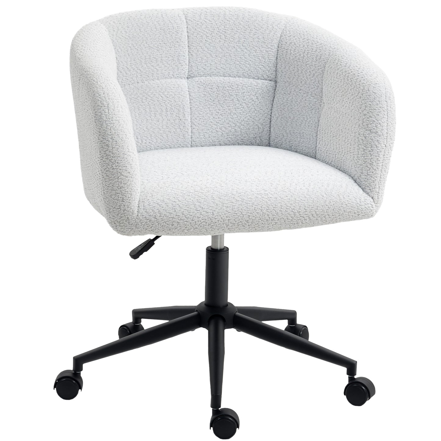 Bureaustoel – Kantoorstoel – Draaistoel – Werkstoel – Stoel Met Fluwelen Bekleding – Ergonomisch Badkuipdesign – Stalen Onderstel – Crème Zwart
