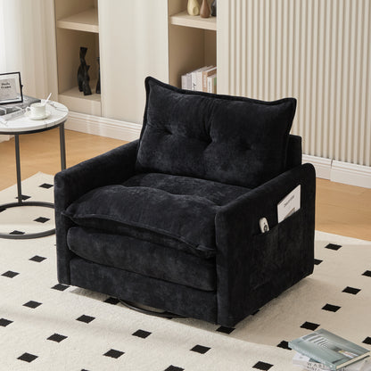 Loungestoel – Fauteuil – Relaxstoel – Draaistoel – Zitzak – 360° Draaibaar – Handmatig Verstelbare Rugleuning – Chenille Stof – Stevige Rugleuning