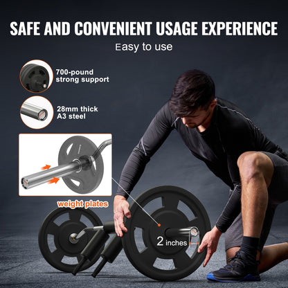 Veiligheids Squat Bar – Fitness Barbell – Krachttraining Bar – Revalidatie Bar – Gewicht Bar – 28 mm Staal – Schouder Foam Padding – Max 320 kg Belastbaar