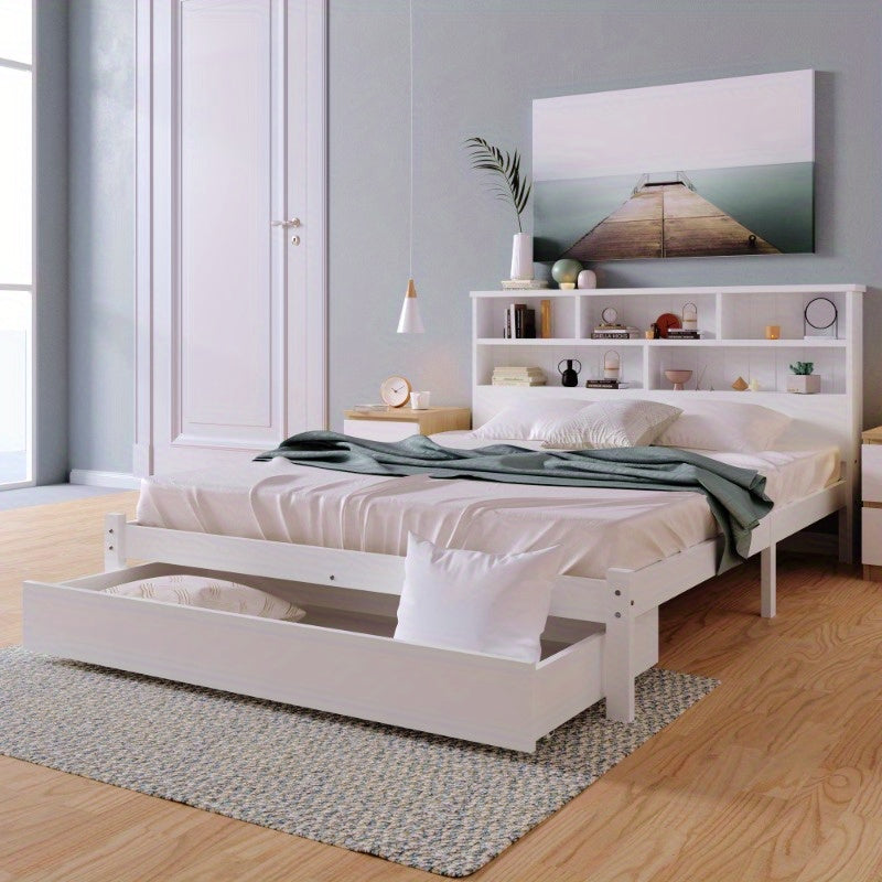 Uittrekbed 140x200 cm – Logeerbed – Opklapbed – Uitklapbed – Guestbed – Met Opberglades – Met Stevig Metalen Frame – Geen Assemblage Nodig