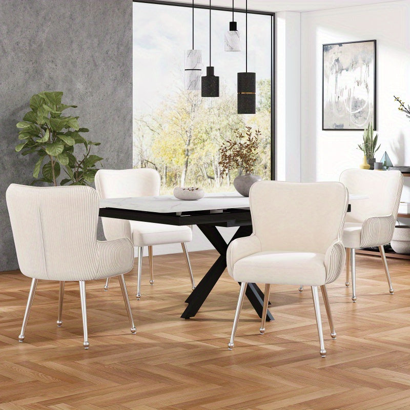 Velvet Fauteuil – Fluwelen Stoel – Lounge Stoel – Leunstoel – Beige Fauteuil – Met Metalen Poten – Ergonomische Lendensteun