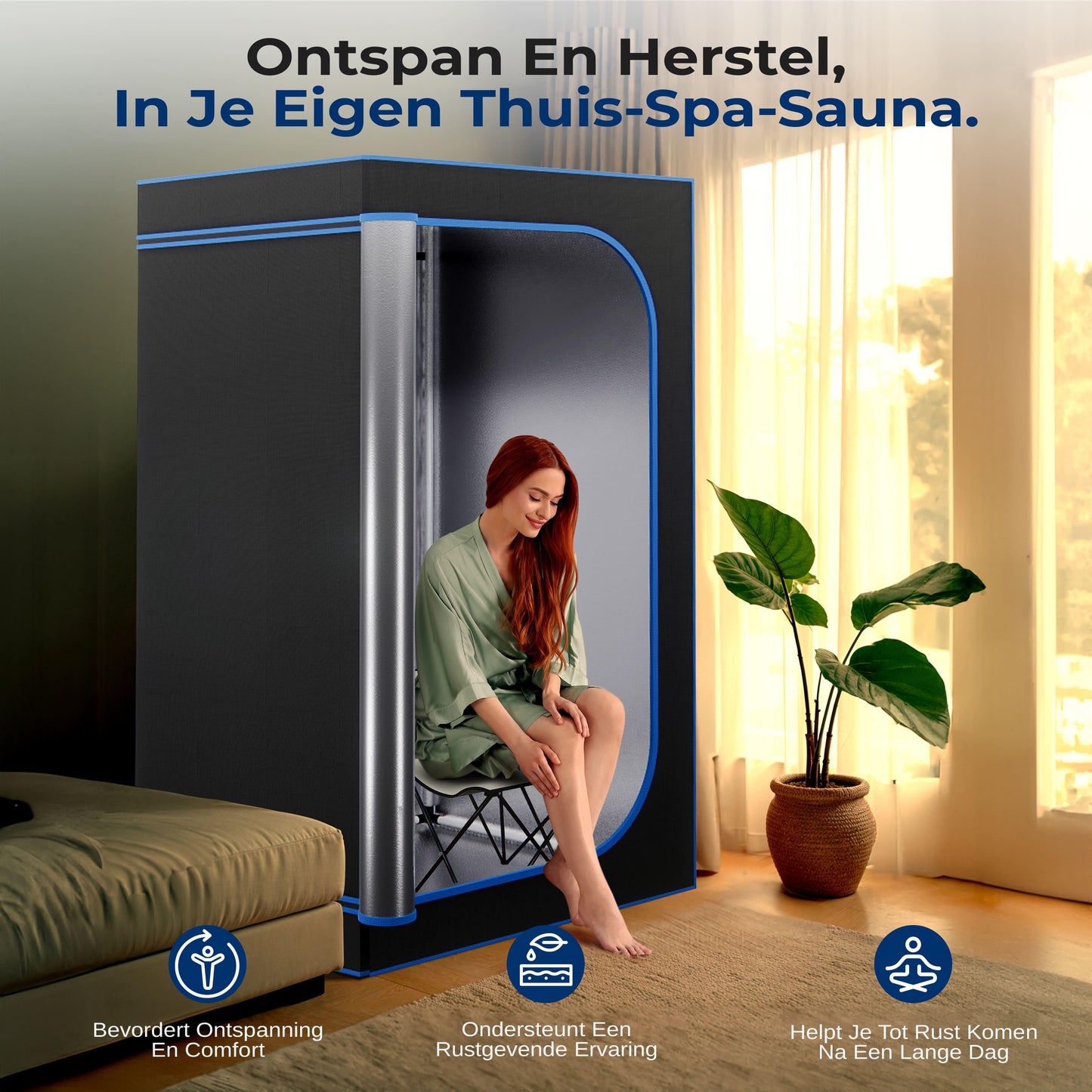 Infraroodsauna – Sauna Tent – Draagbare Sauna – Inklapbare Sauna – Sauna Cabine – Inklapbare Stoel – Verwijderbare Voetenzak – Afstandsbediening – Compact 90x90x180 cm – Zwart