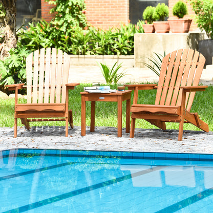 Inklapbare Adirondack Stoelen Set – Loungestoelen – Tuinstoelen – Vouwstoelen – Buitenstoelen – Eucalyptus Hout – Inclusief Bijzettafeltje