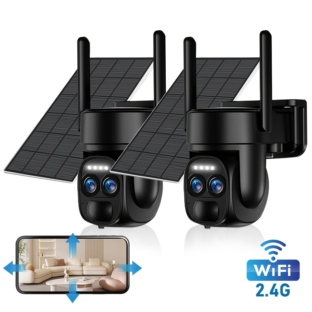 Bewakingscamera – Beveiligingscamera – Buitencamera – Camerabewaking – Draadloze camera – 1440p HD Dual Lens – Zonnepaneel en PTZ bediening