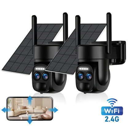 Bewakingscamera – Beveiligingscamera – Buitencamera – Camerabewaking – Draadloze camera – 1440p HD Dual Lens – Zonnepaneel en PTZ bediening