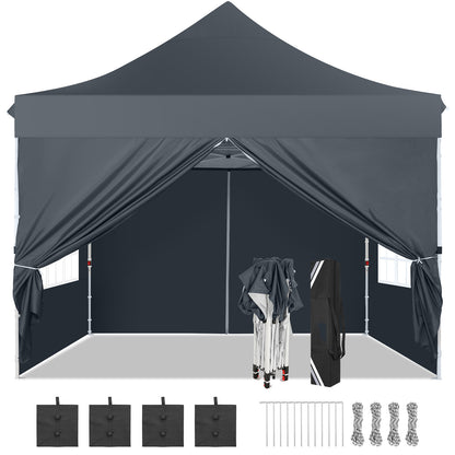 3.05x3.05meter Pop-Up Tent With 4 Removable Sidewalls, Awning With 4 Sandbags, UPF 50+, With Clear Windows, Pop-Up Canopy Tent, Easy To Set Up, With Carrying Storage Bag For Parties, Trade Shows, Sporting Events, Disaster Rel