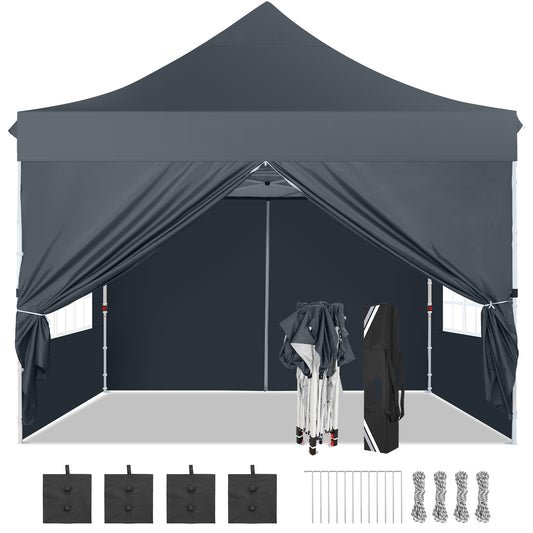 3.05x3.05meter Pop-Up Tent With 4 Removable Sidewalls, Awning With 4 Sandbags, UPF 50+, With Clear Windows, Pop-Up Canopy Tent, Easy To Set Up, With Carrying Storage Bag For Parties, Trade Shows, Sporting Events, Disaster Rel