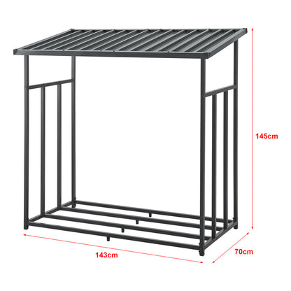 Houtopslagrek – Brandhoutrek – Haardhout Opbergrek – Buiten Houtopslag – Metalen Houtrek – Weerbestendig – 145x143x70 cm