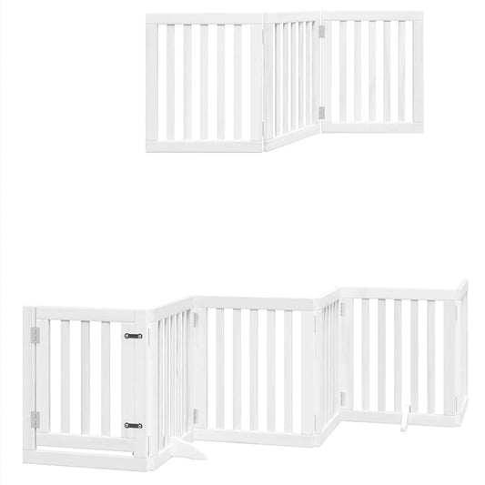 Hondenren – Hondenhek – Hondenafsluiting – Hondenbarrière – Wit – Populierenhout – Inklapbaar Met Slot – 50 x 60 x 2 cm