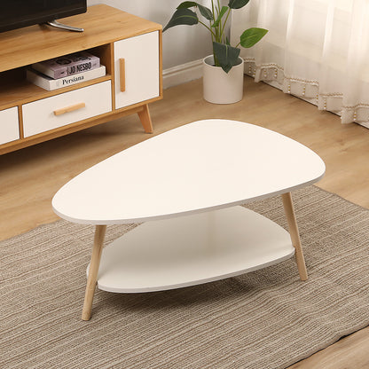 Witte Salontafel – Koffietafel – Bijzettafel – Tafel – Sofa Tafel – Ovaal Design – Dubbele Lagen – Compact 90x60x40 cm
