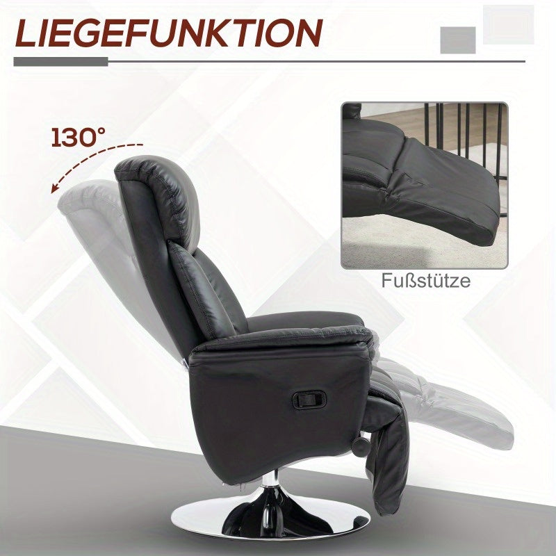 Relaxfauteuil – Recliner Stoel – Tv Stoel – Verstelbare Stoel – Relaxstoel – Handmatig Verstelbaar – Zwart Kunstleer – Max 150kg