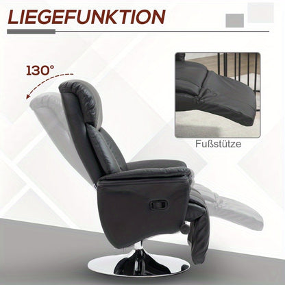 Relaxfauteuil – Recliner Stoel – Tv Stoel – Verstelbare Stoel – Relaxstoel – Handmatig Verstelbaar – Zwart Kunstleer – Max 150kg
