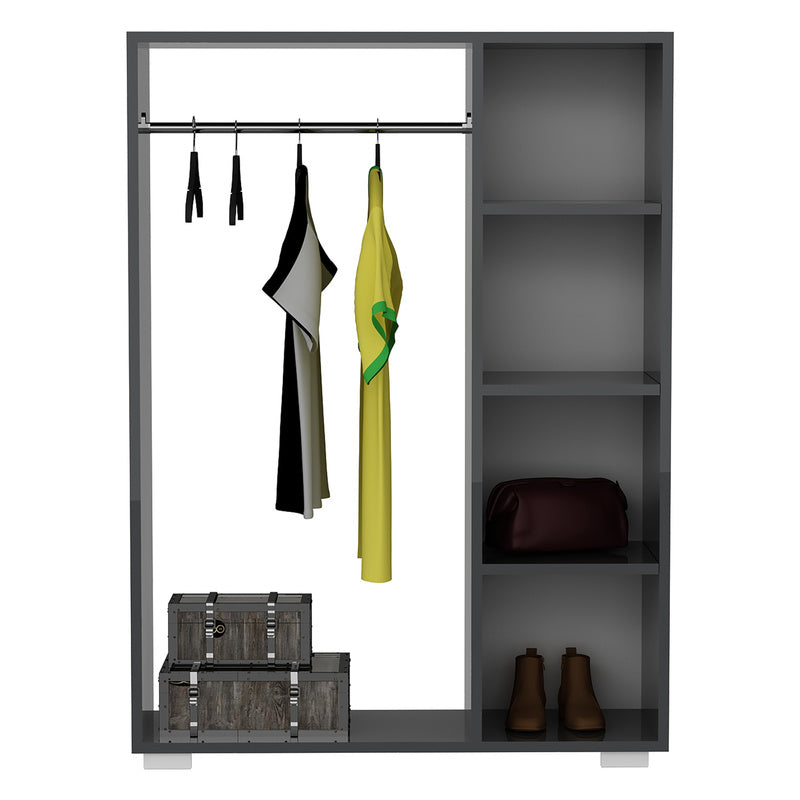 Kledingkast – Garderobekast – Kleerkast – Opbergkast – Dichte Kast – Antraciet – Compact 126x90x30 cm – Stevig Spaanplaat met Kledingstang