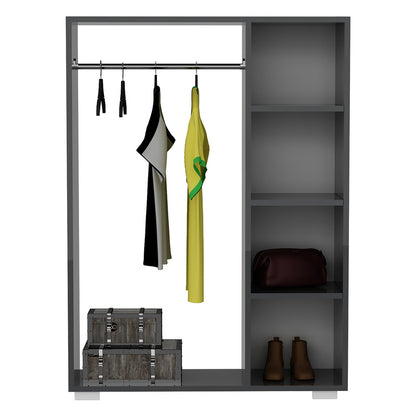 Kledingkast – Garderobekast – Kleerkast – Opbergkast – Dichte Kast – Antraciet – Compact 126x90x30 cm – Stevig Spaanplaat met Kledingstang