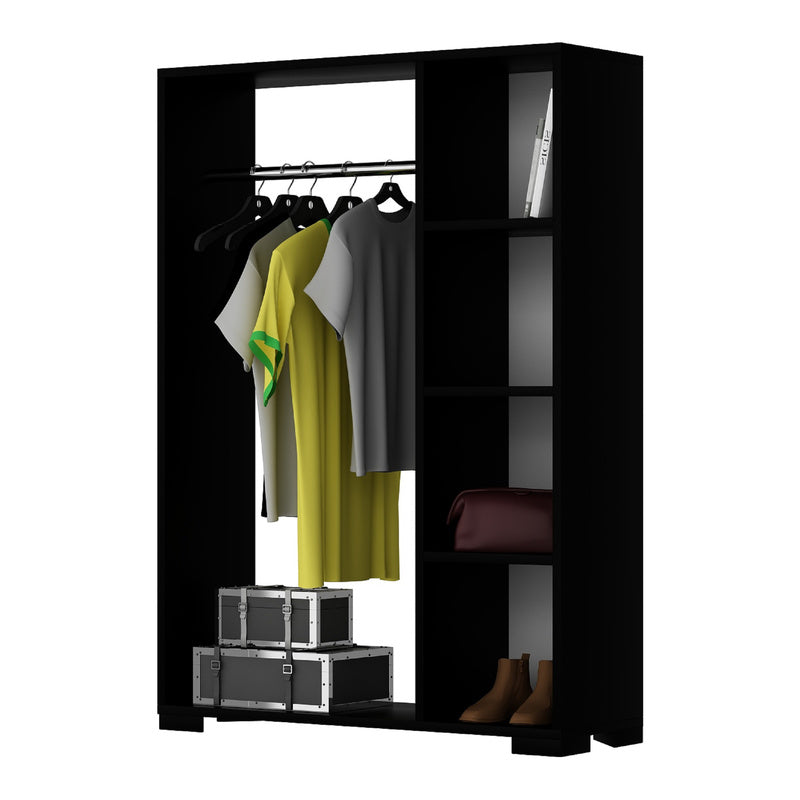 Kledingkast – Garderobekast – Kleerkast – Opbergkast – Dichte Kast – Antraciet – Compact 126x90x30 cm – Stevig Spaanplaat met Kledingstang