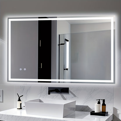 Verlichte Badkamerspiegel – Led Spiegel – Wandspiegel – Make-up Spiegel – Verlichte Spiegel – 100x60 cm – Instelbare Led-Verlichting – Metalen Frame