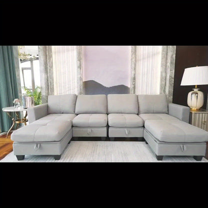 Hoekbank U-vorm – Modulaire Bank – L-vormige Bank – Zitzak Sofa – Sectiebank Driezits – Memory Foam Comfort – Ingebouwde Opbergruimte