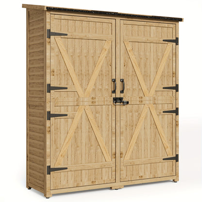Tuinhuisje – Tuinschuur – Tuinberging – Buitenopslag – Gereedschapsschuur – Houten Tuinhuisje Met Dubbele Deuren – Waterafstotend Dak – Verwijderbare Planken