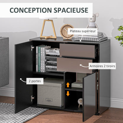 Buffetkast – Dressoir – Opbergkast – Sideboard – Kast Met Laden – Glanzend Zwart – Verstelbare Planken – 79x36x74 Cm